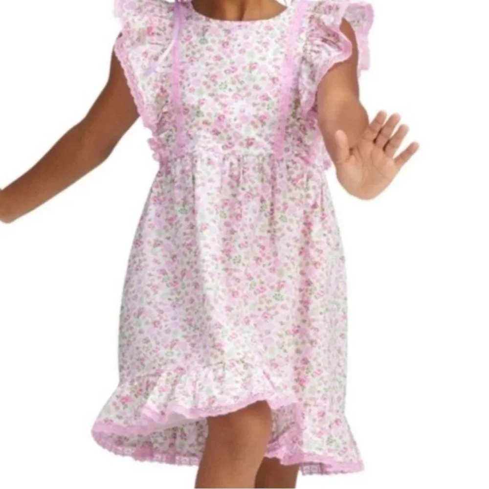 American Girl LoveShackFancy Floral Flutter Day Dress Girls 12 Pink Lace Bow New